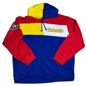 Denver Nuggets Hoodie Size 4XL Mitchell & Ness Geometric Pullover Blue/Red